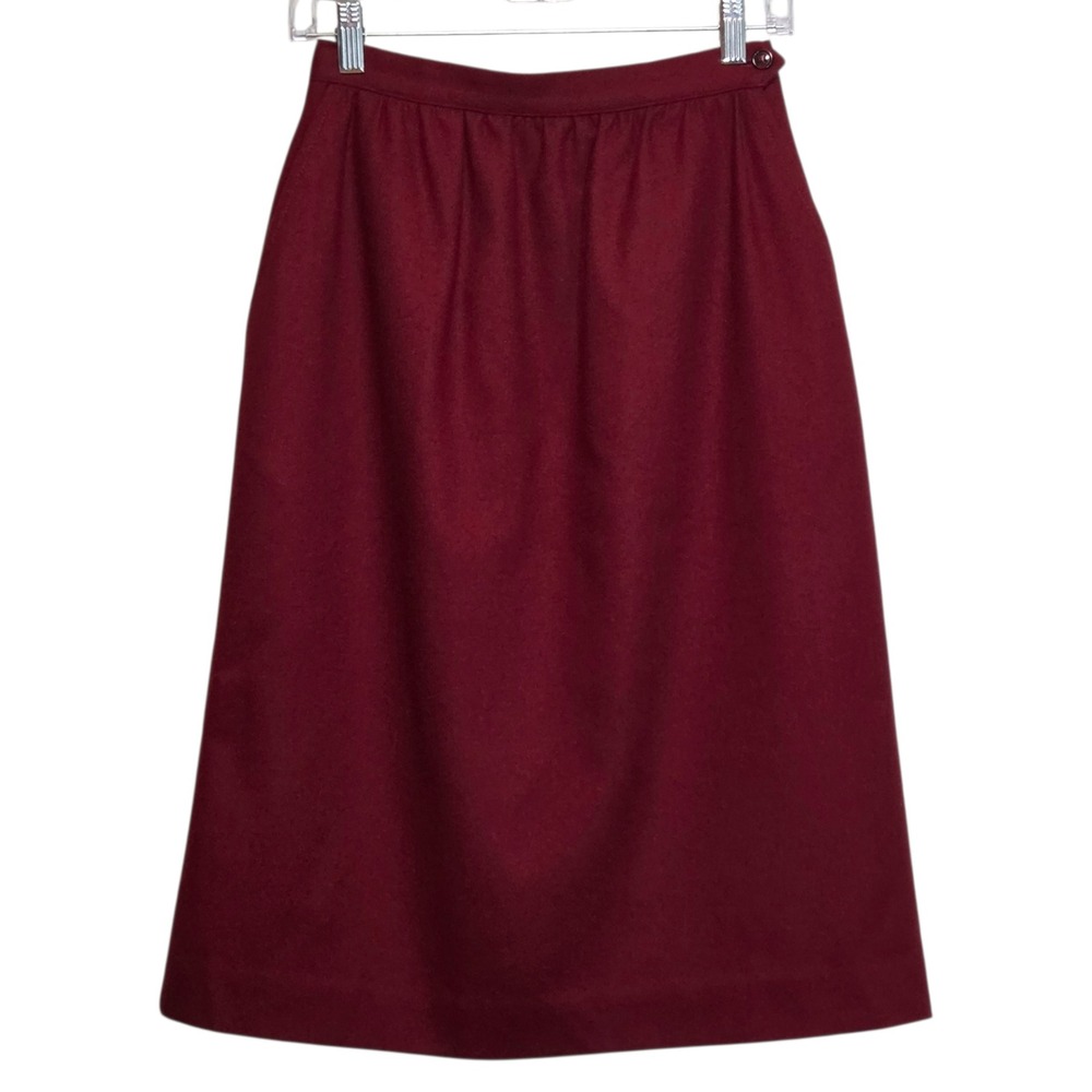 Vintage 100% Wool Midi Skirt Heritage Preppy Dark Academia Tagged 12 (25" Waist)